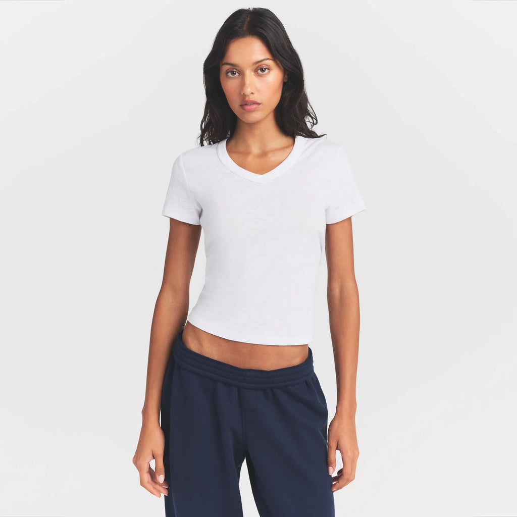 WORN IN JERSEY BABY V NECK TEE | SNOW