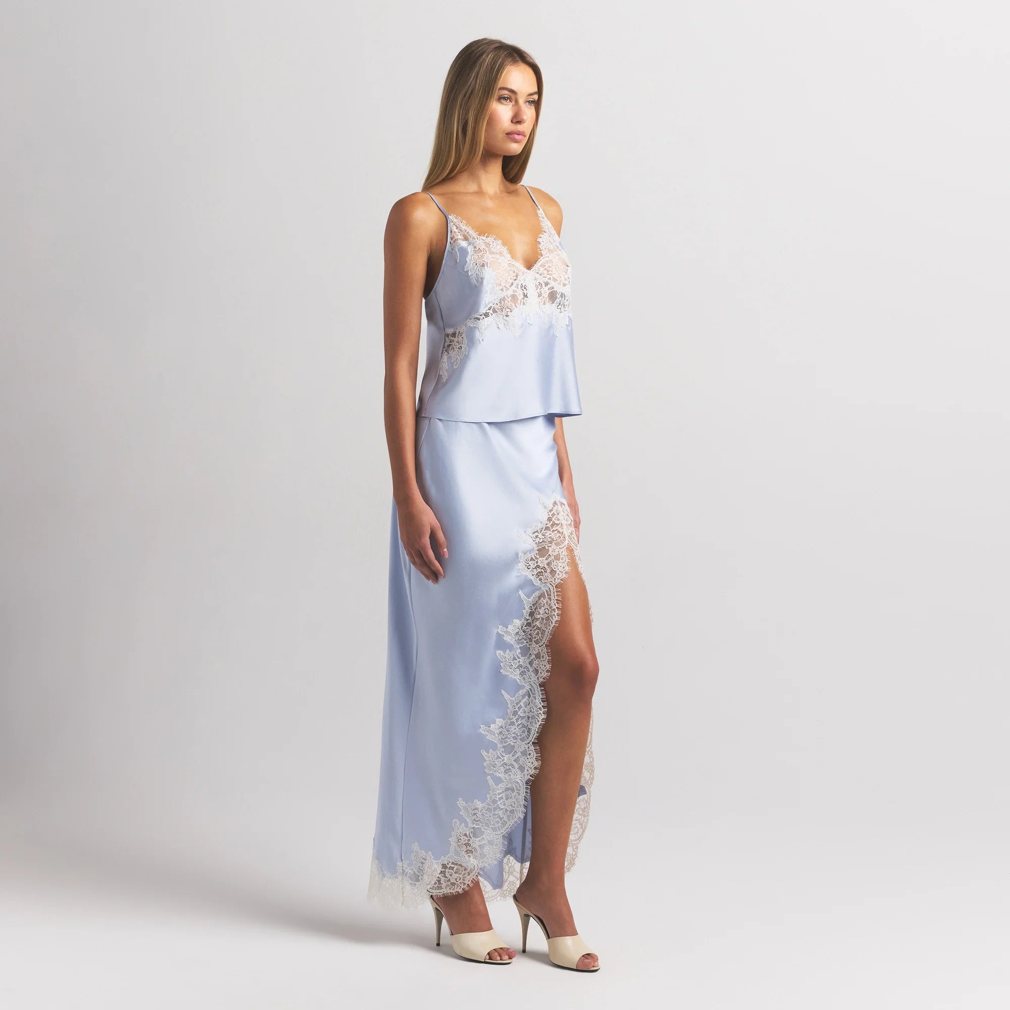 SILK LACE CAMI | PERIWINKLE CONTRAST