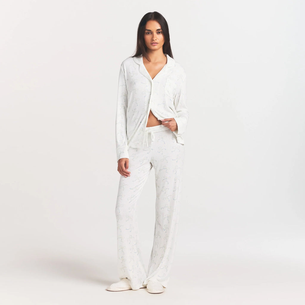 SOFT LOUNGE SLEEP SET | IVORY PEARL BOWS PRINT