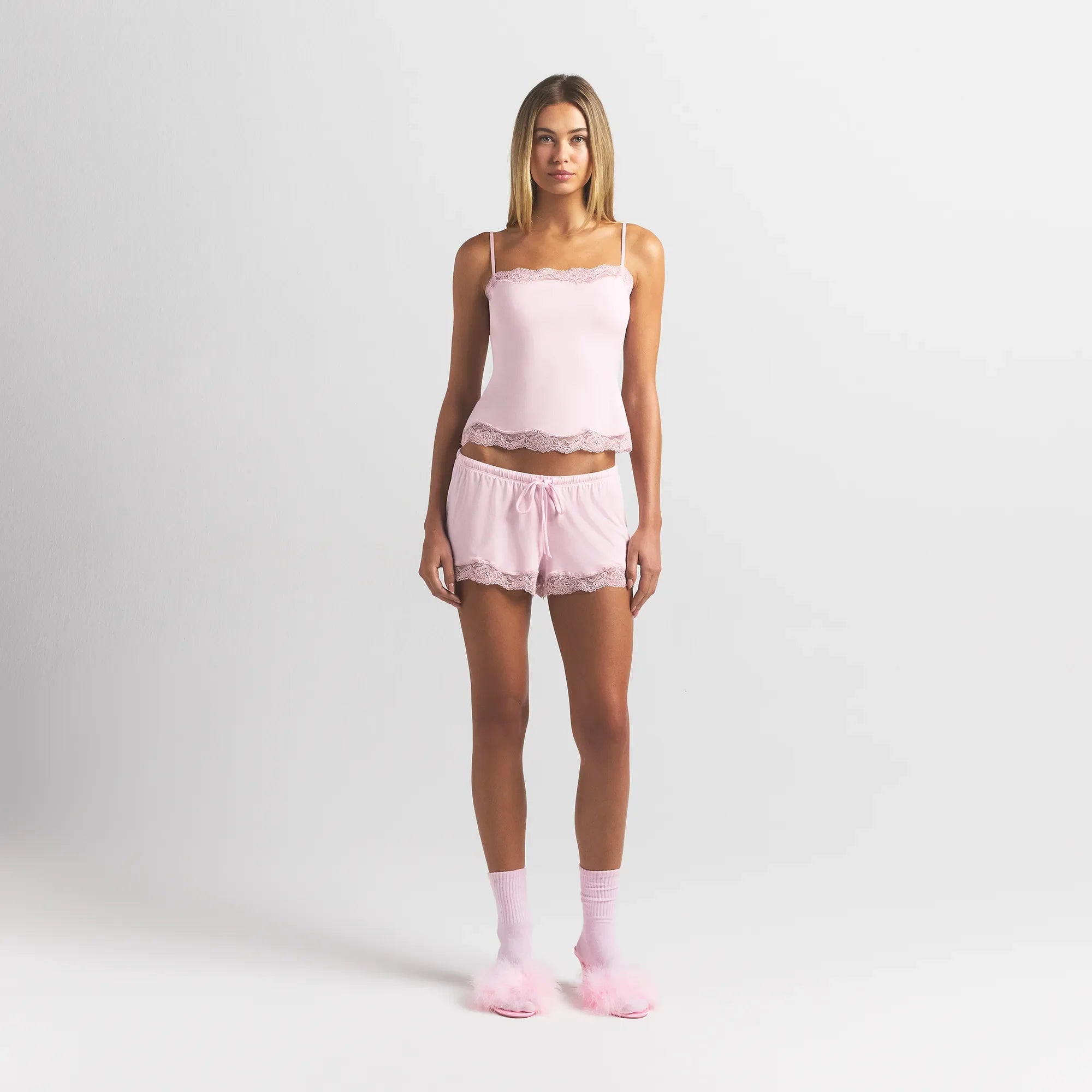 SKIMS SLEEP LACE CAMI AND SHORT SET | BLOOM