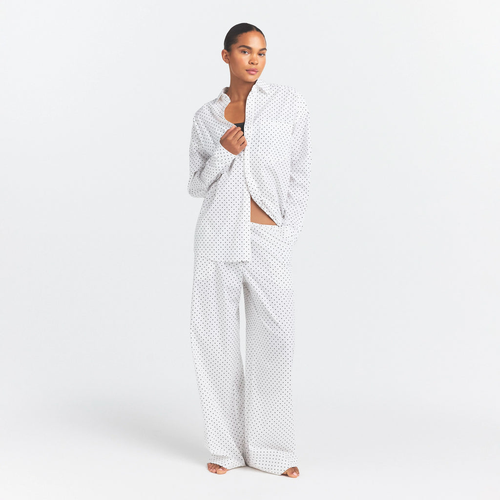 COTTON POPLIN OVERSIZED SLEEP SET | ONYX DOT PRINT