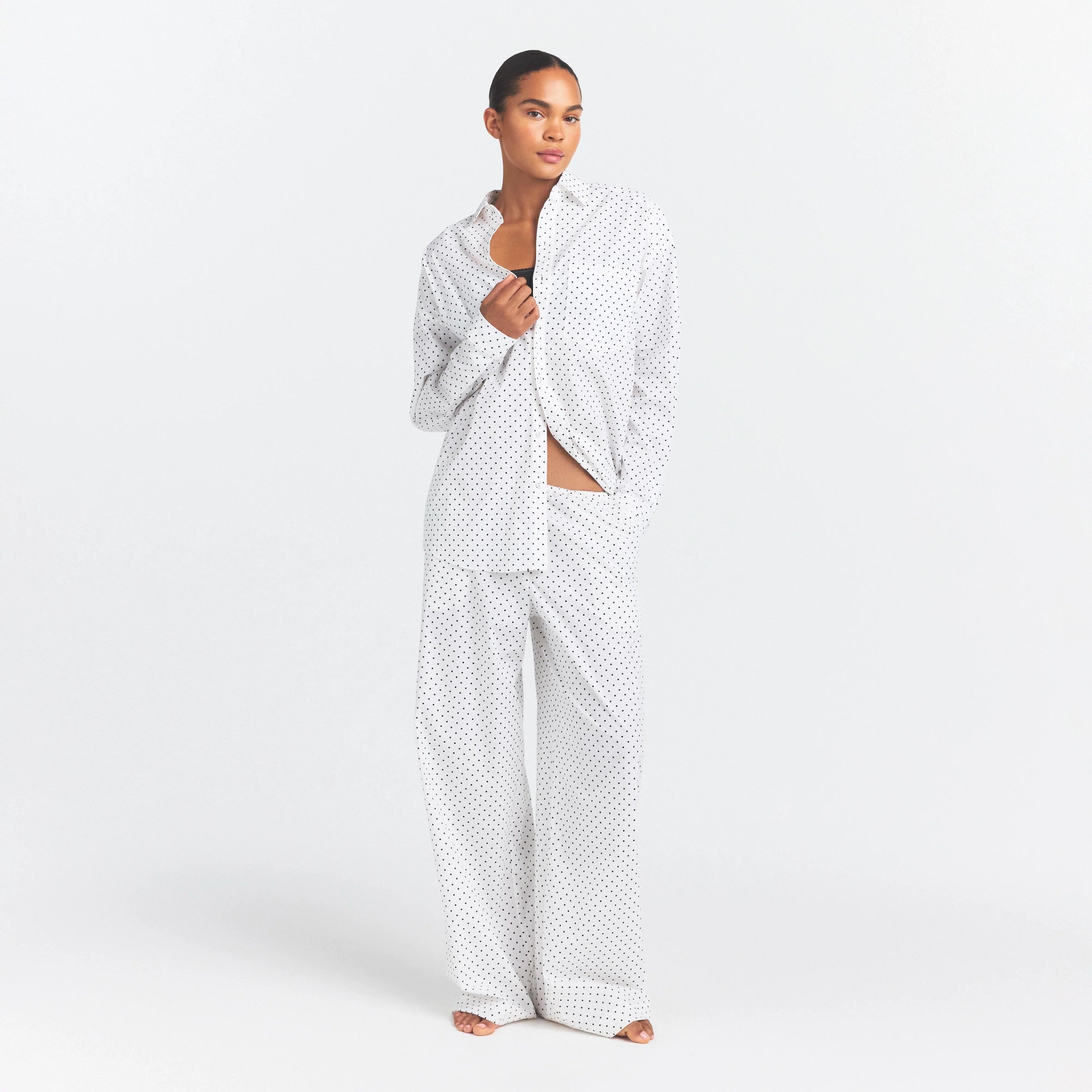 COTTON POPLIN OVERSIZED SLEEP SET | ONYX DOT PRINT