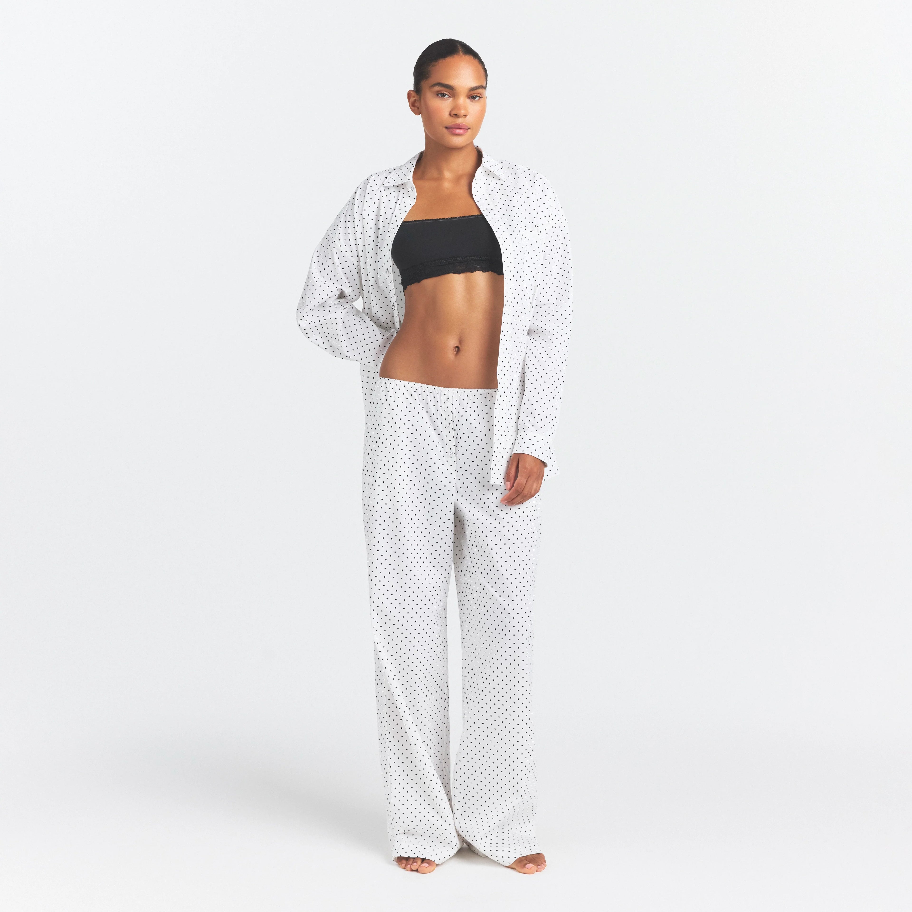 COTTON POPLIN OVERSIZED SLEEP SET | ONYX DOT PRINT