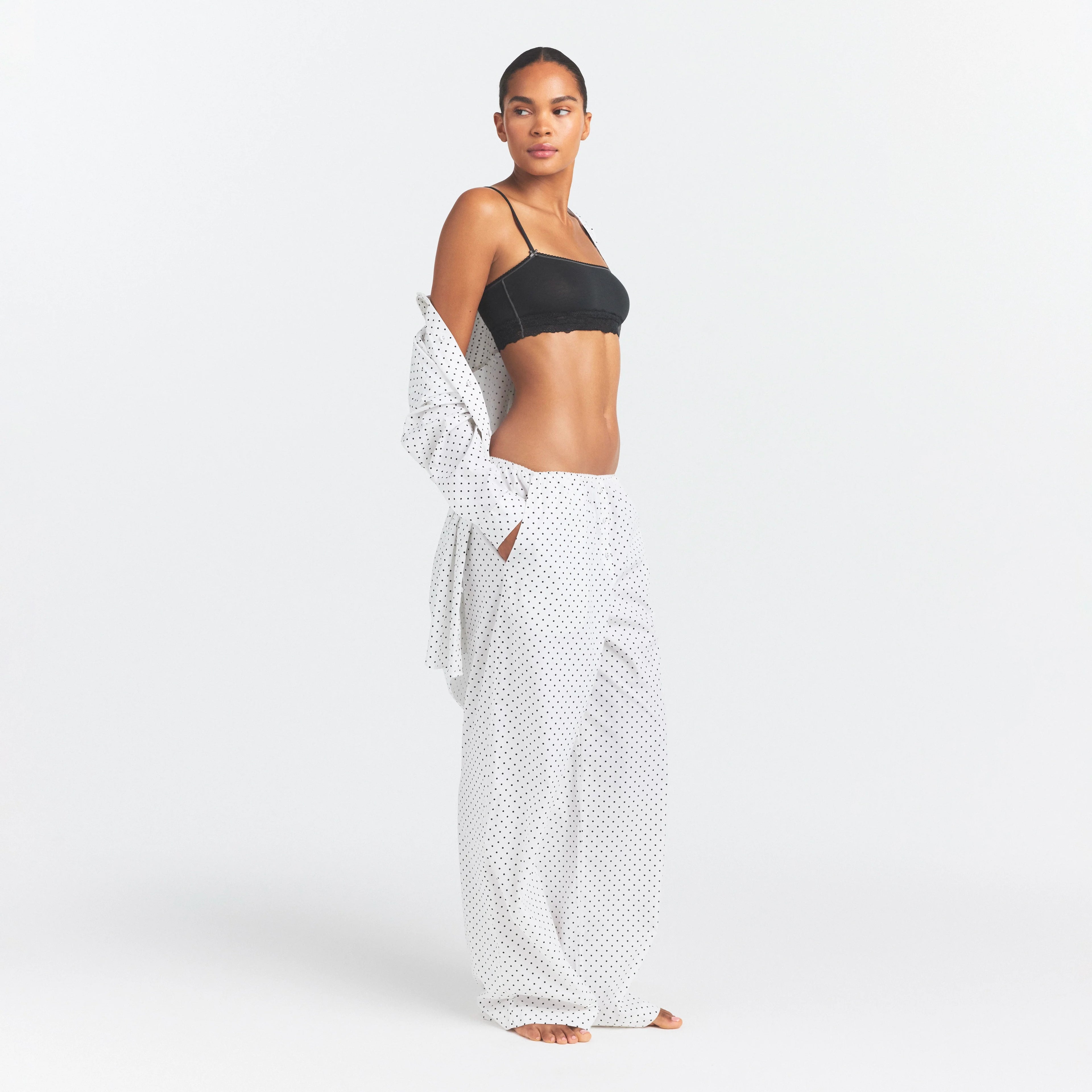 COTTON POPLIN OVERSIZED SLEEP SET | ONYX DOT PRINT