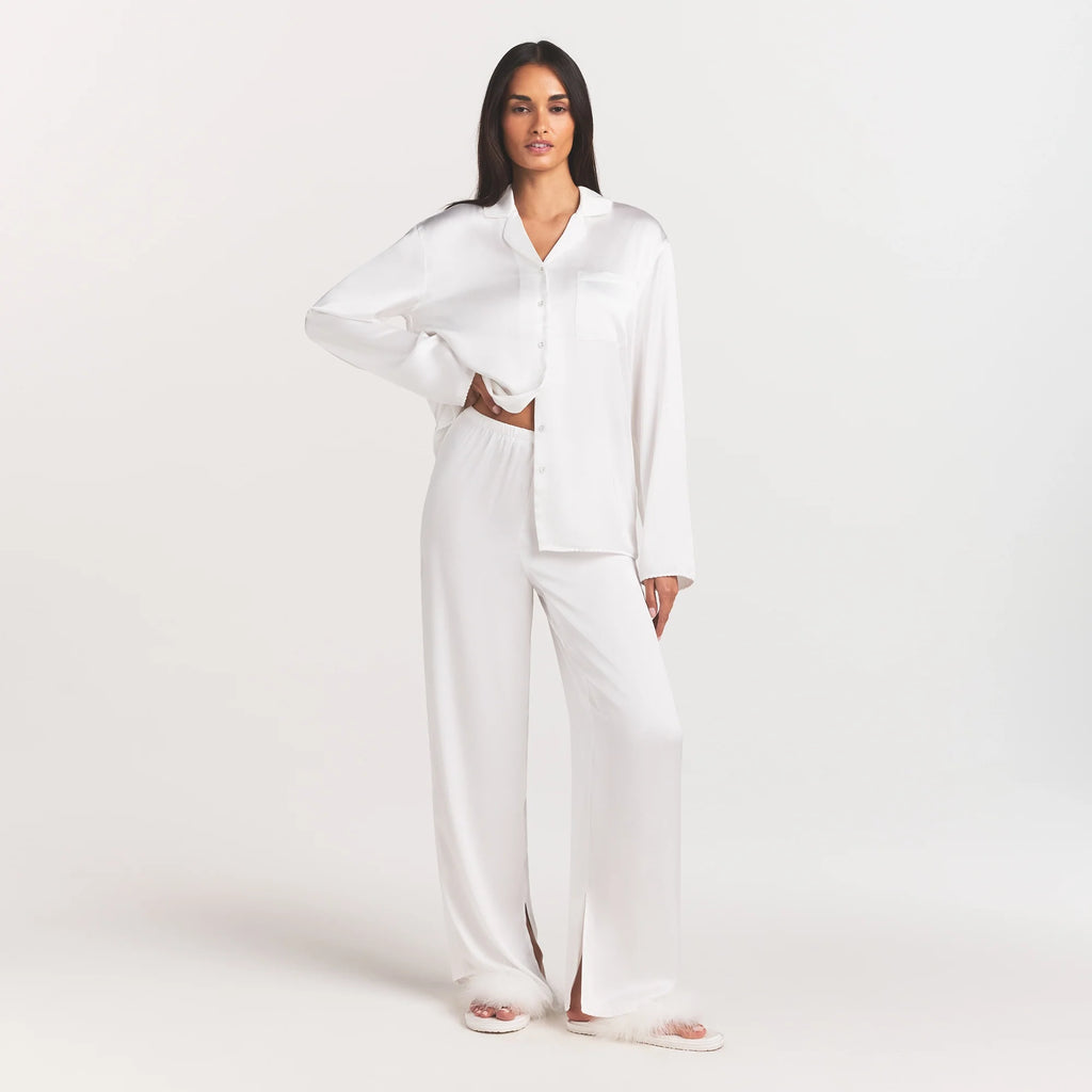 WOVEN SHINE LONG SLEEP SET | IVORY