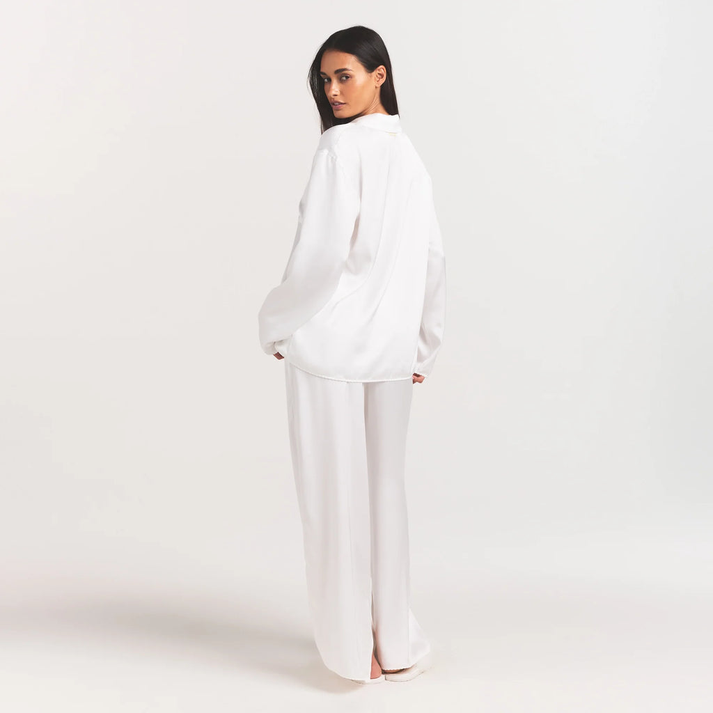WOVEN SHINE LONG SLEEP SET | IVORY