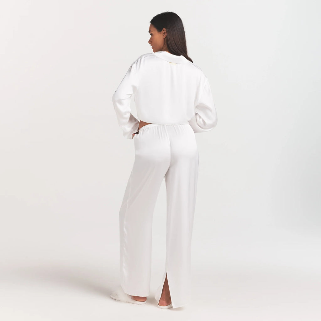 WOVEN SHINE LONG SLEEP SET | IVORY