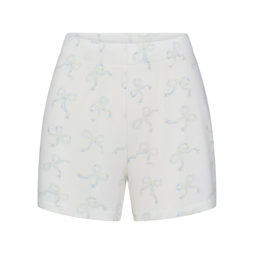 SOFT LOUNGE SHORT SLEEP SET | IVORY PEARL BOWS PRINT