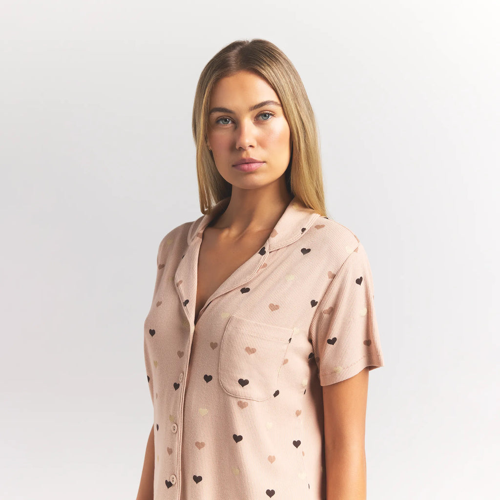 SOFT LOUNGE SHORT SLEEP SET | MICA MINI HEART HALFDROP