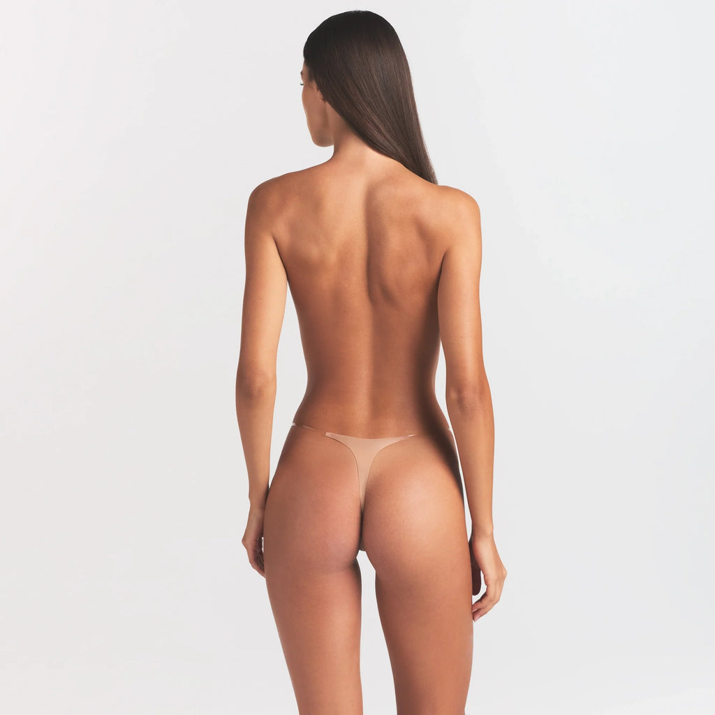 INVISIBLE CLEAR STRAP STRING THONG | CLAY