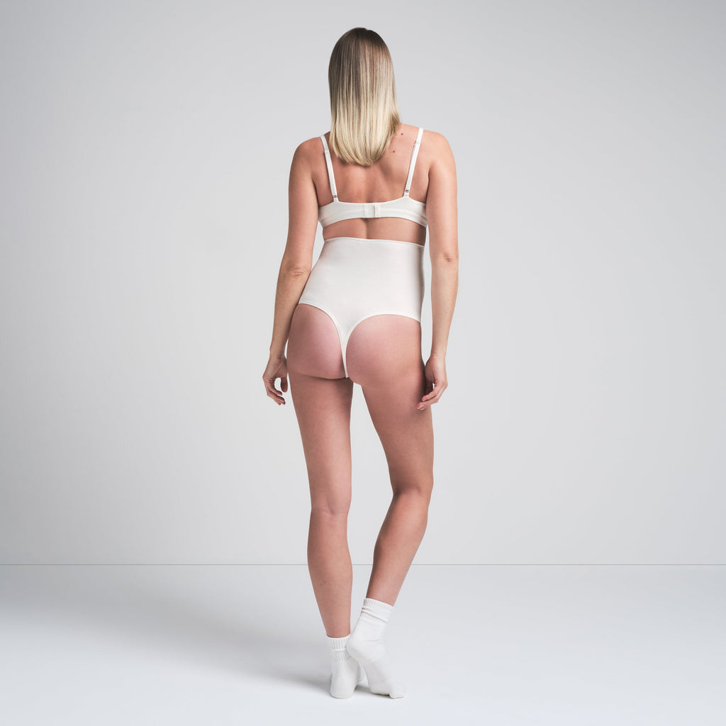 COTTON JERSEY MATERNITY HIGH-WAISTED THONG | MARBLE