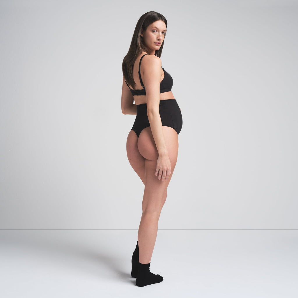 COTTON JERSEY MATERNITY HIGH-WAISTED THONG | SOOT