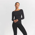 COTTON JERSEY LONG SLEEVE BOATNECK TOP | SOOT