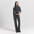 SWEATER KNITS RIBBED LONG SLEEVE FITTED CREW NECK | ASH