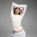 COTTON RIB LONG SLEEVE T-SHIRT | MARBLE