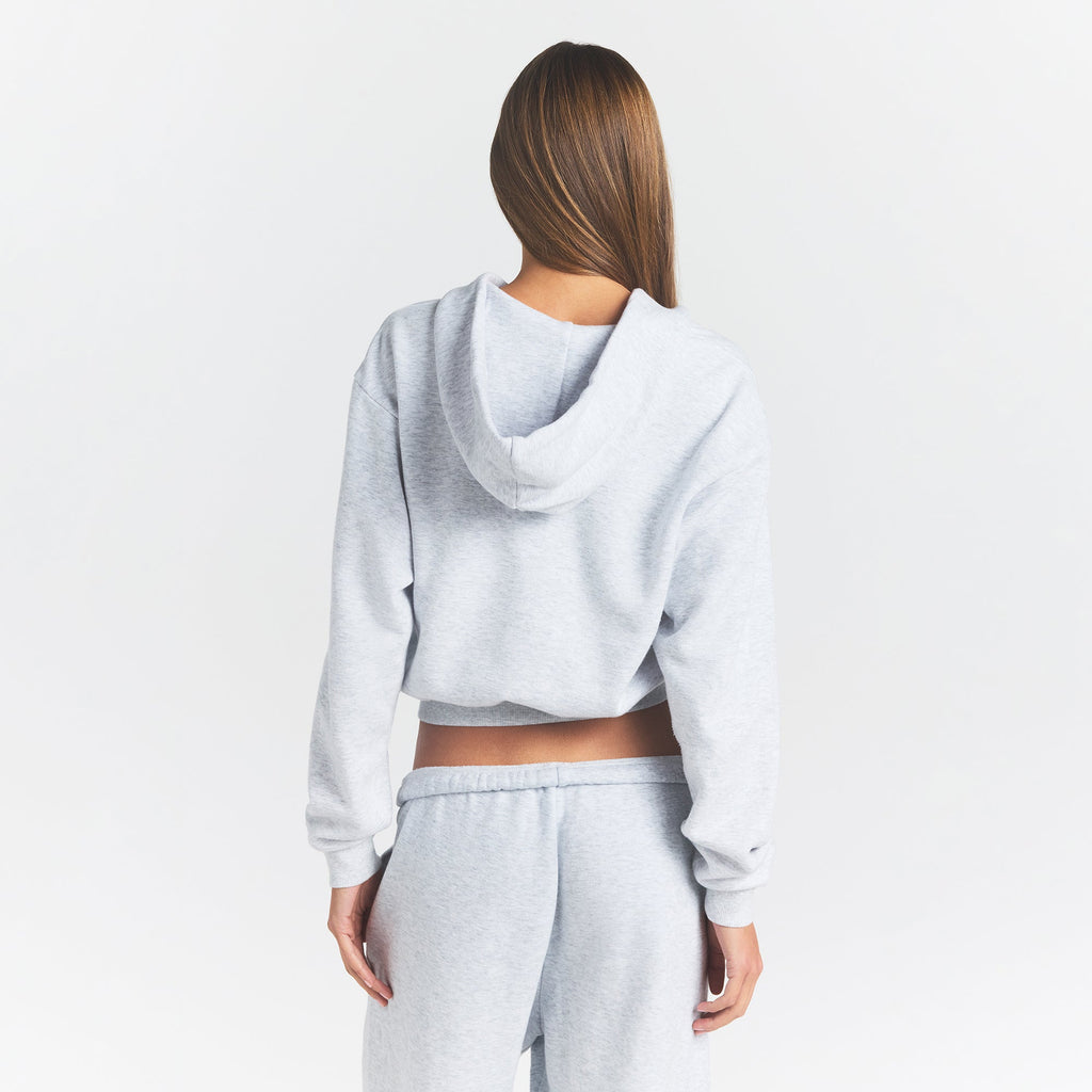 COTTON FLEECE LOGO CLASSIC ZIP UP HOODIE | ONYX ARCHED LOGO PATCH