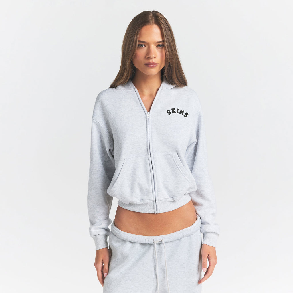 COTTON FLEECE LOGO CLASSIC ZIP UP HOODIE | ONYX ARCHED LOGO PATCH