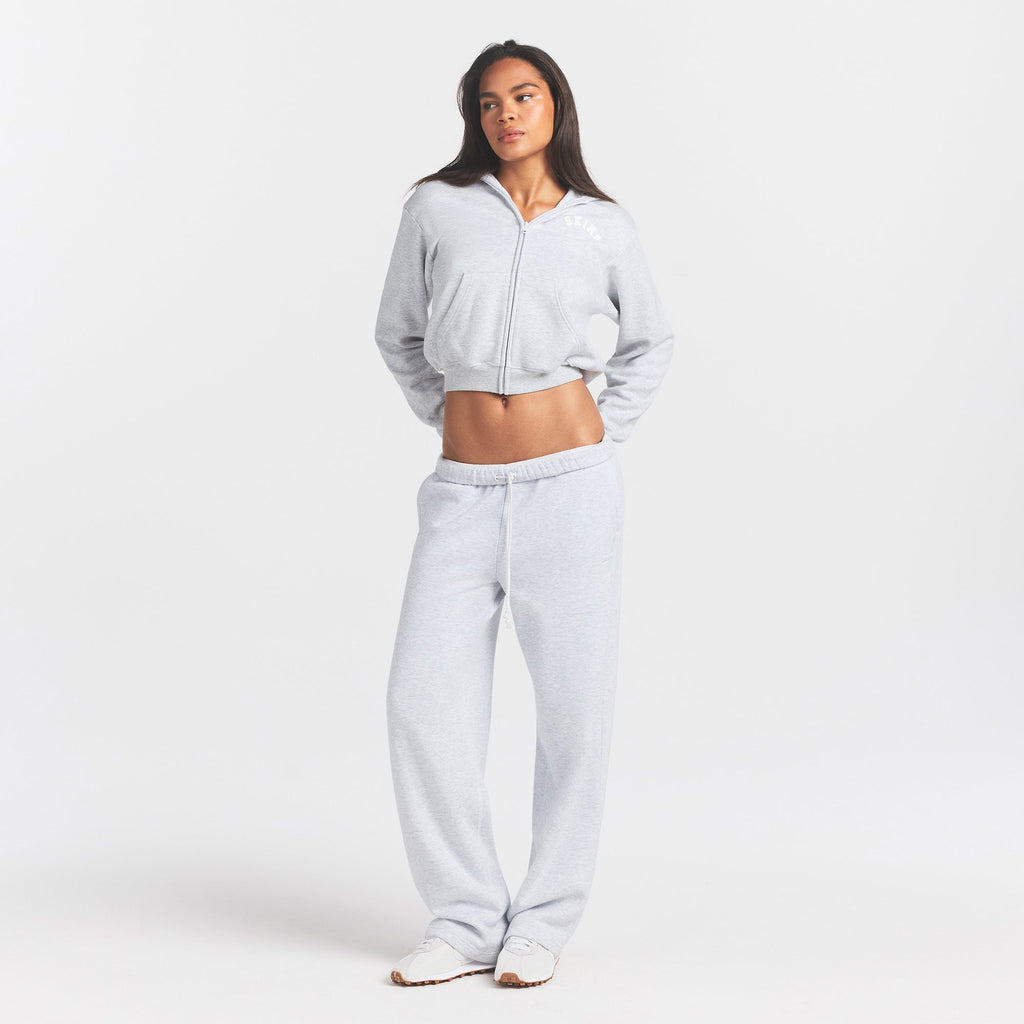 COTTON FLEECE LOGO CLASSIC ZIP UP HOODIE | SNOW ARCHED LOGO PATCH