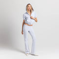 COTTON FLEECE BUBBLE SLEEVE CROPPED ZIP UP | LIGHT HEATHER GREY