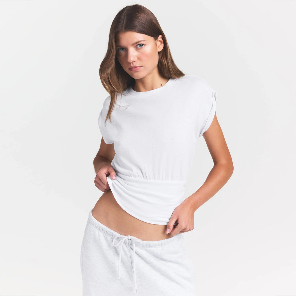 WORN IN JERSEY RUCHED TEE | SNOW