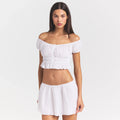 POPLIN APPAREL OFF THE SHOULDER TOP | SNOW
