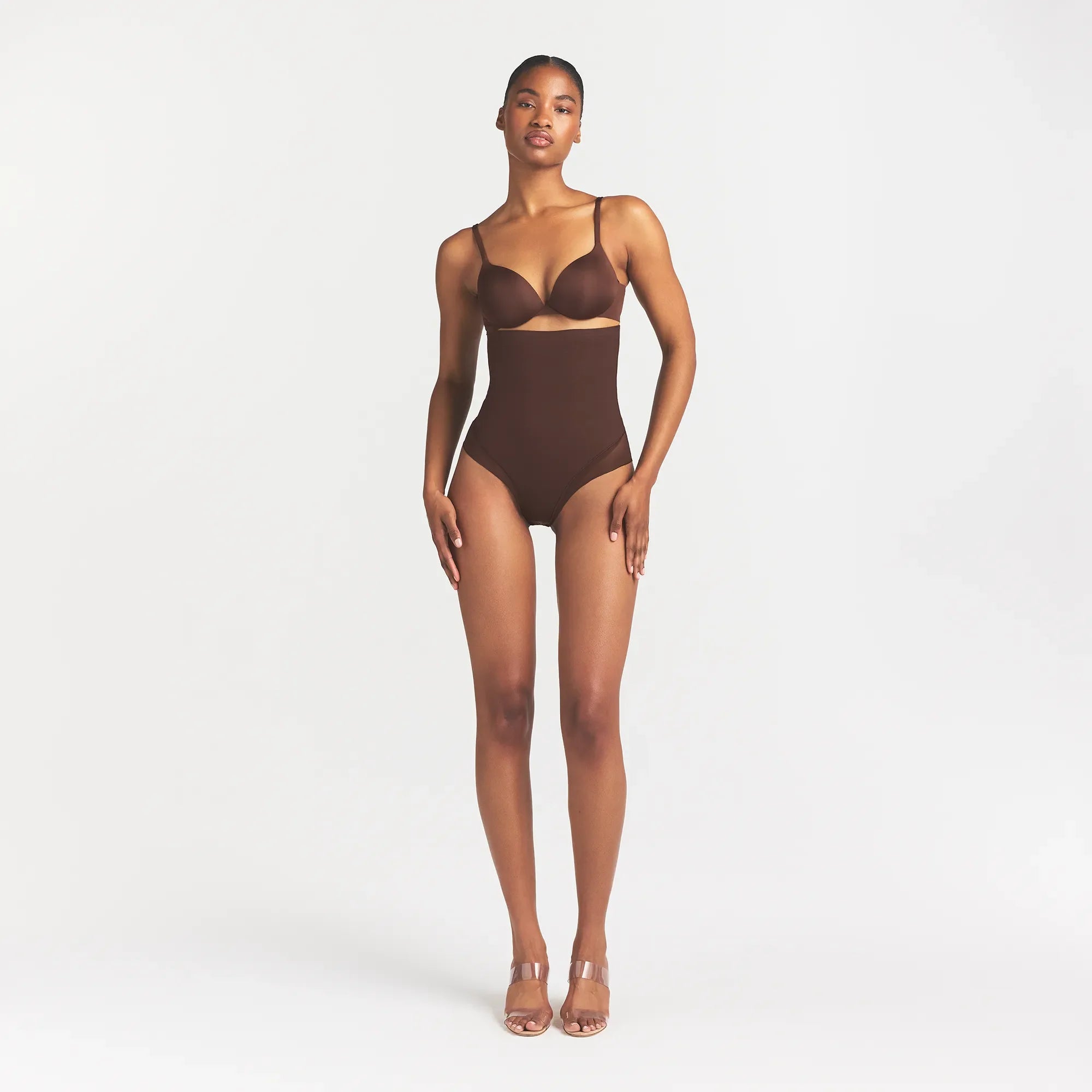 POWER MESH SHAPEWEAR CORE SCULPT HIGH-WAISTED BRIEF | COCOA