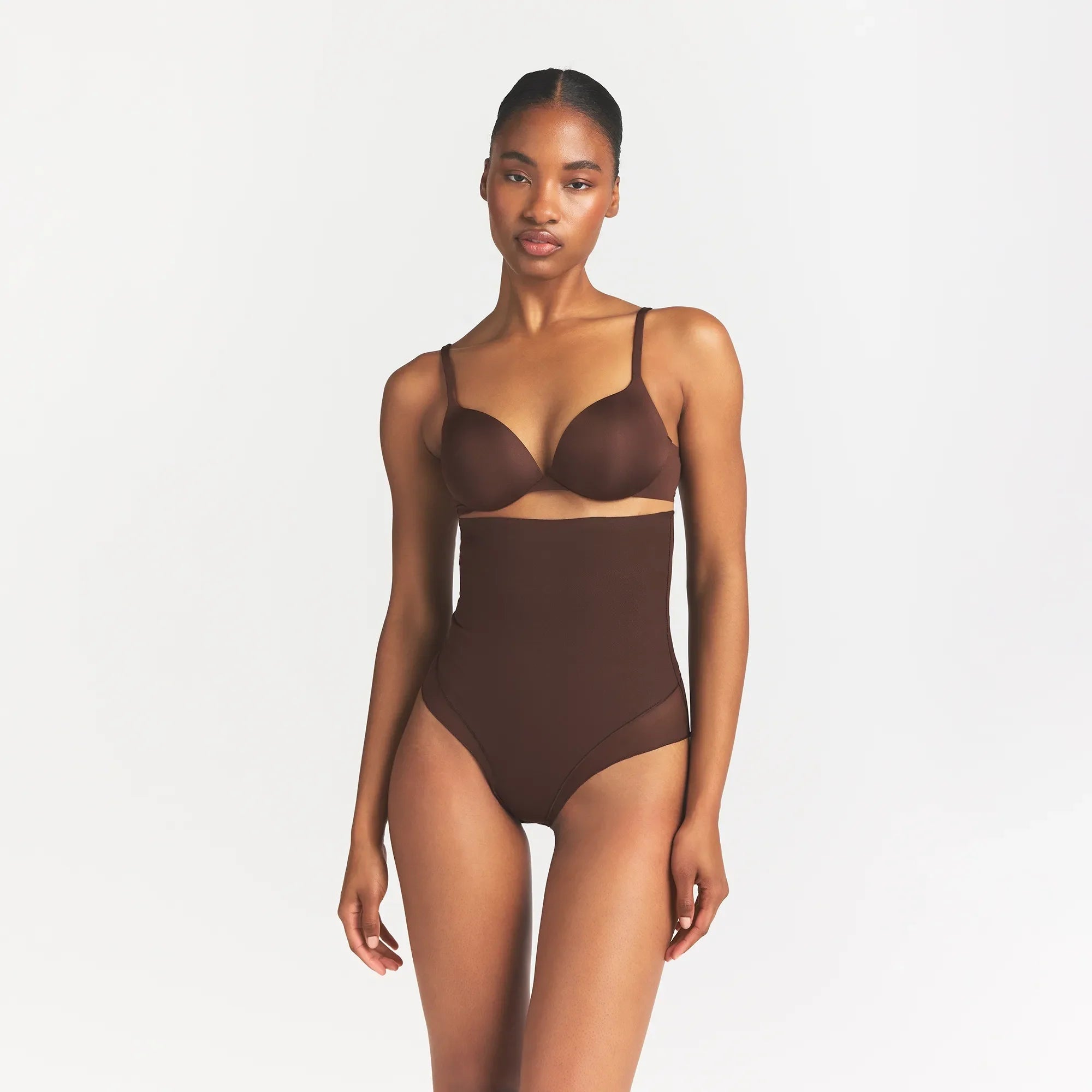 POWER MESH SHAPEWEAR CORE SCULPT HIGH-WAISTED BRIEF | COCOA