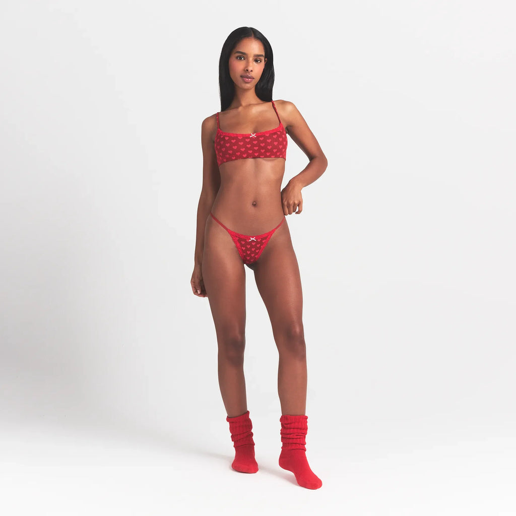 LIGHTWEIGHT COTTON POINTELLE LACE STRING THONG | BRICK HEART HALFDROP