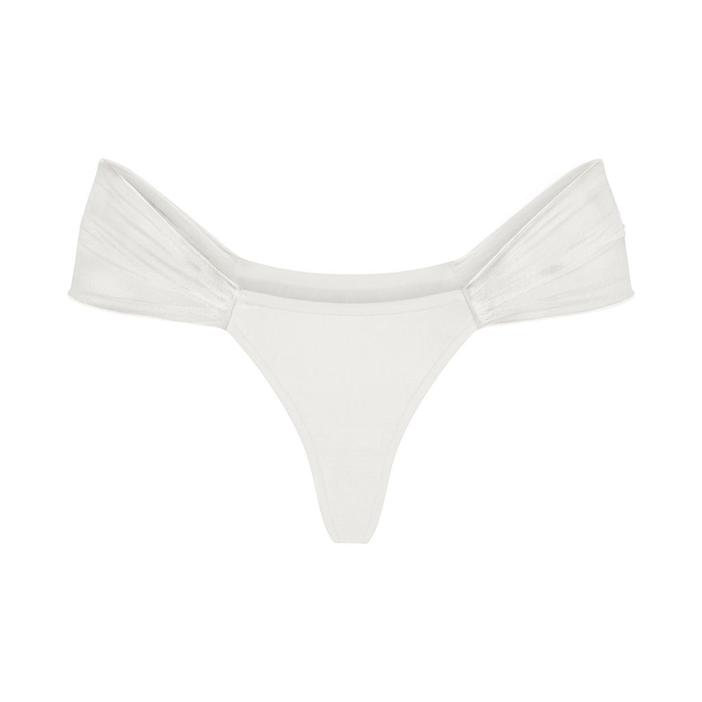 ULTRA FINE MESH DRAPED THONG | IVORY