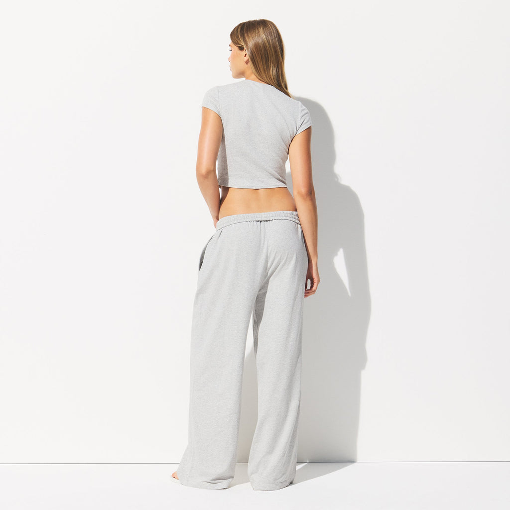 COTTON JERSEY WIDE LEG PANT | LIGHT HEATHER GREY