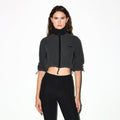 OUTDOOR FLEECE CROPPED 3/4 SLEEVE JACKET | ASH