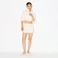 OUTDOOR FLEECE CROPPED 3/4 SLEEVE JACKET | ECRU
